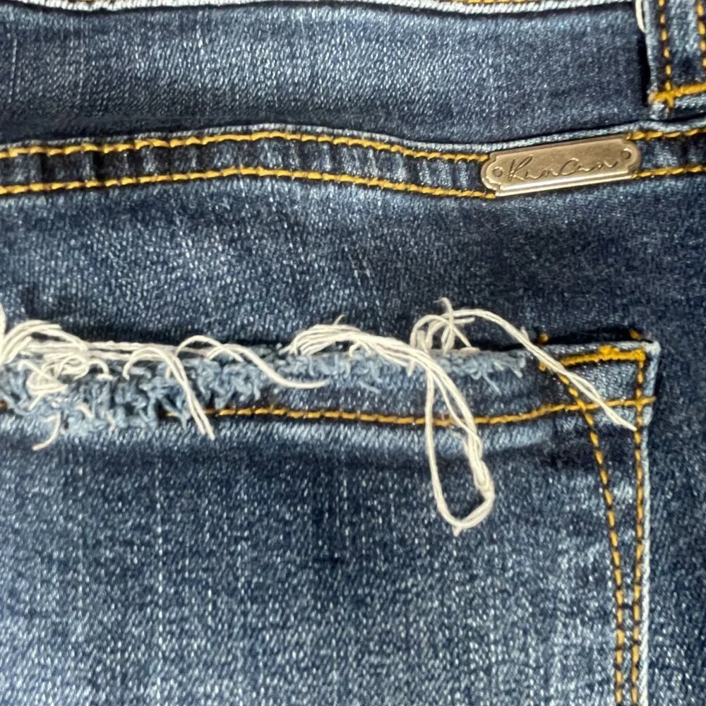 KanCan Dark Blue Skinny Jeans with Distressed Hem - Picture 6 of 7